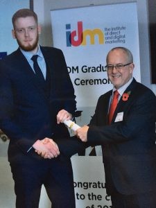 David receives the IDM Professional Diploma in Direct and Digital Marketing